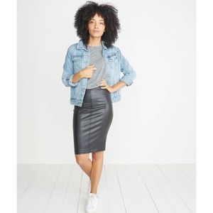 Marine Layer Ginger Leather Skirt Vegan Black Medium Pencil Straight Knee Length